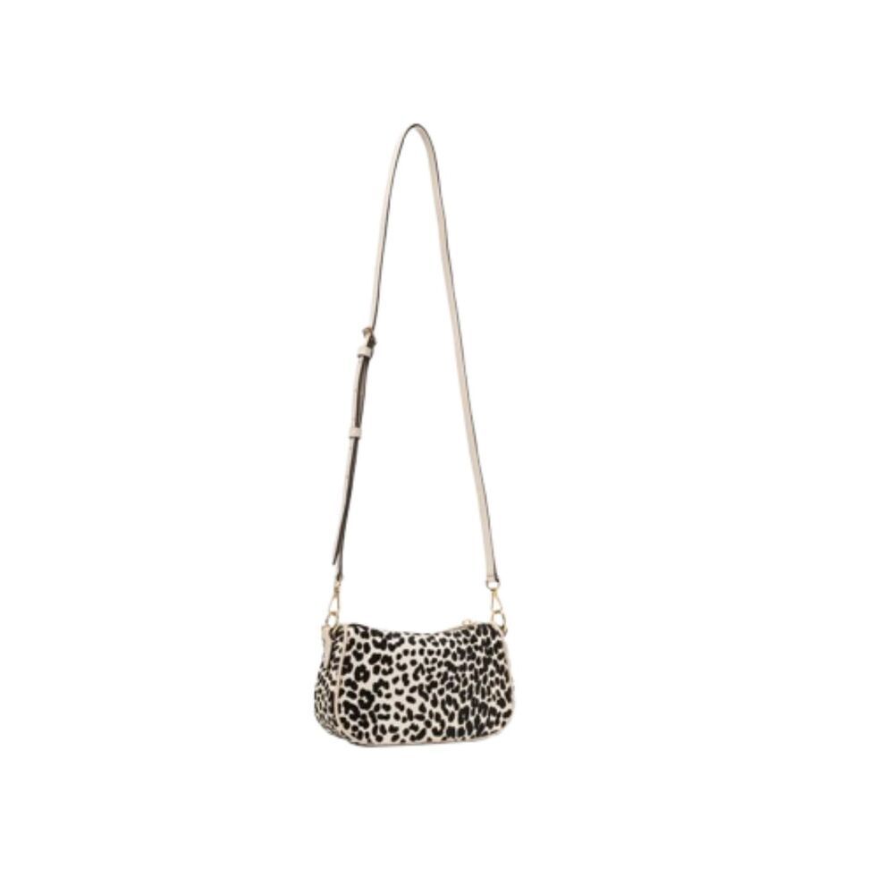 NWT Michael Kors Carmela Small Calf Hair Pouchette Crossbody Bag Leopard Print